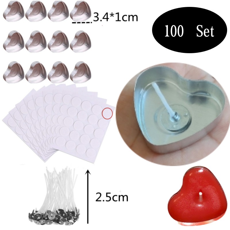 100 Sets Heart shaped Empty Al - Candle Supplies Jars recension och pris