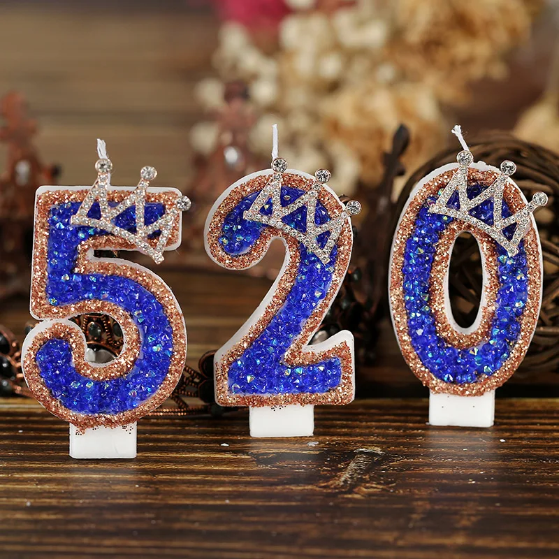 Blue Crown Sparkle Number Birt - Candle Supplies Luxury recension och pris