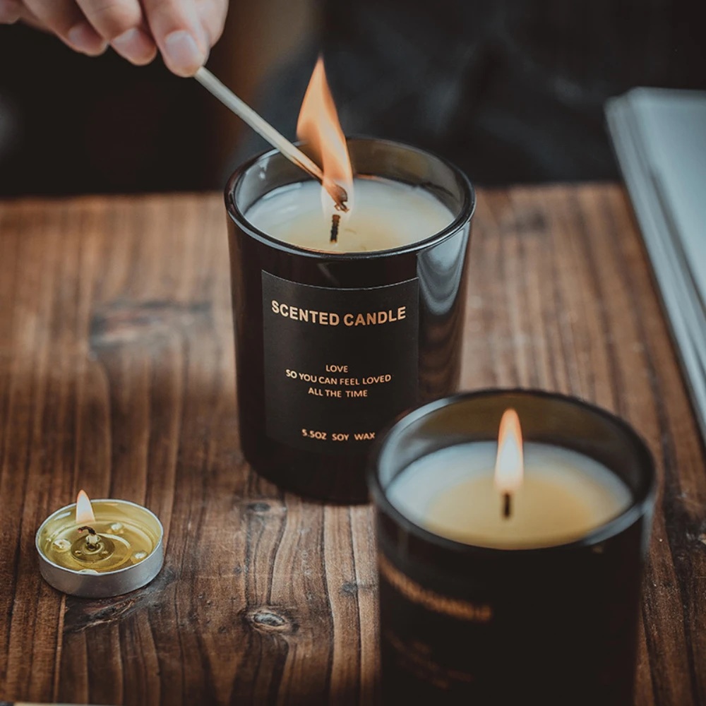 Luxury Glass Candle Jar Black  - Candle Supplies Luxury recension och pris